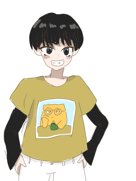 黒髪マッシュルームヘア男子
