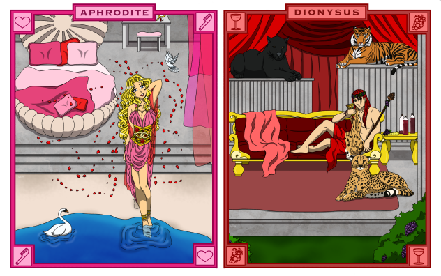 Aphrodite and Dionysus [Speedpaint]