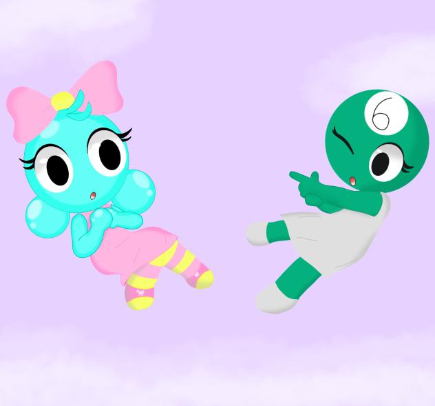 Poppy and staacy in the lavender sky