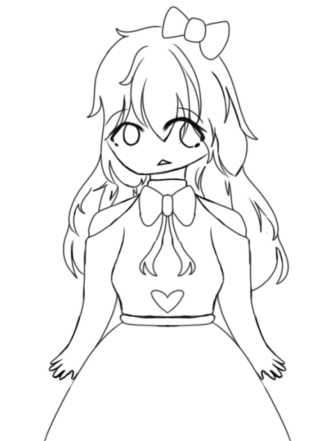 Girl with a Tiny Heart Lineart