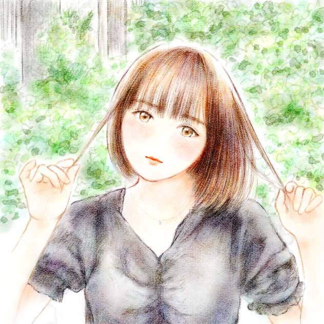 観葉植物と女の子。