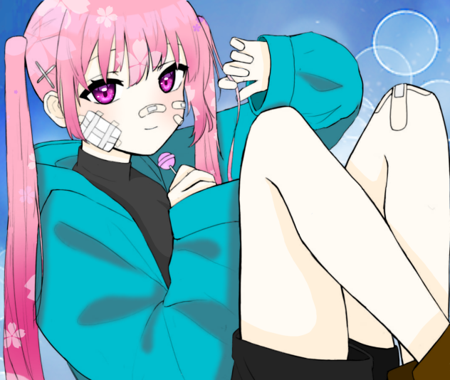 フリー線画　桜ちゃん