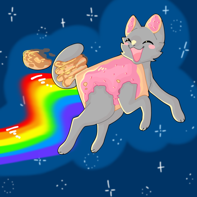 Nyan cat with pancakes 🐈‍⬛🥞✨