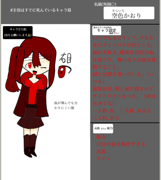 ディーバはすでに死んでいるキャラ募集参加します