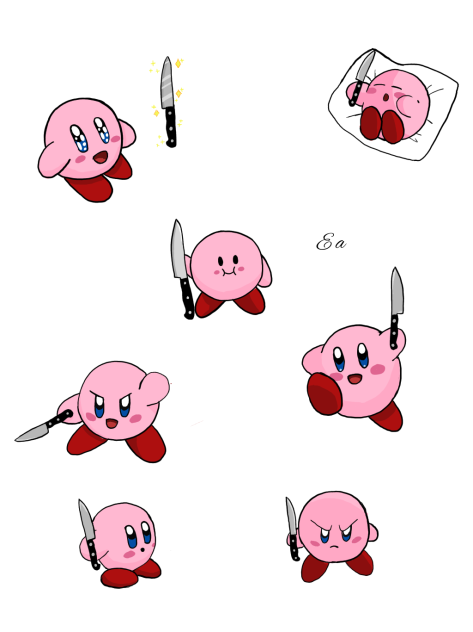 Kirby with a knife
