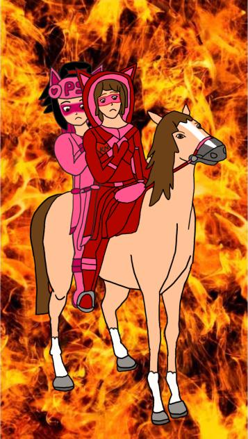 Kitsune Ninja Rides Her Horse Daisy.
