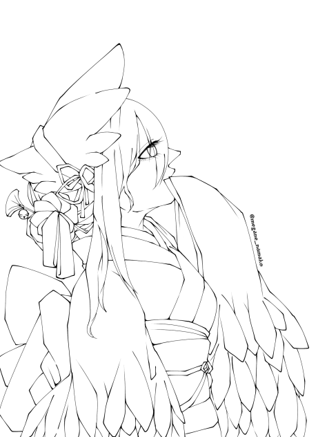 松に鶴@線画