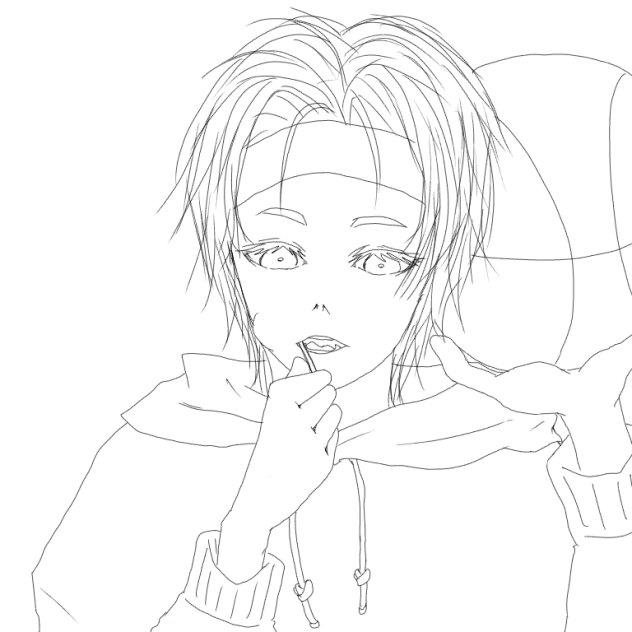 【線画】バスケ少年