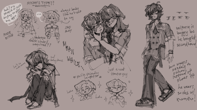 messy doodles of ocs