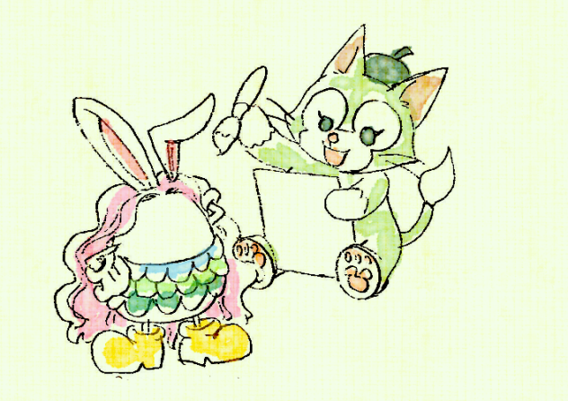 アマビエ？を描くジェラトーニ