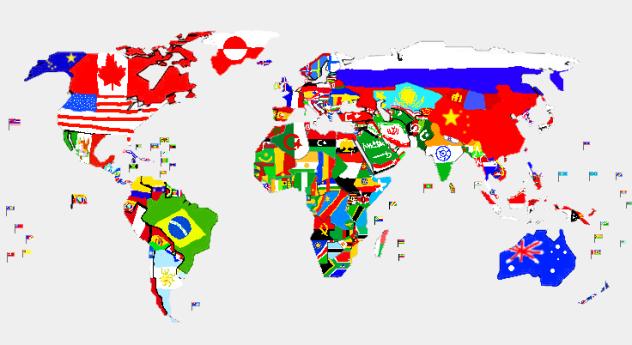 world map with flags