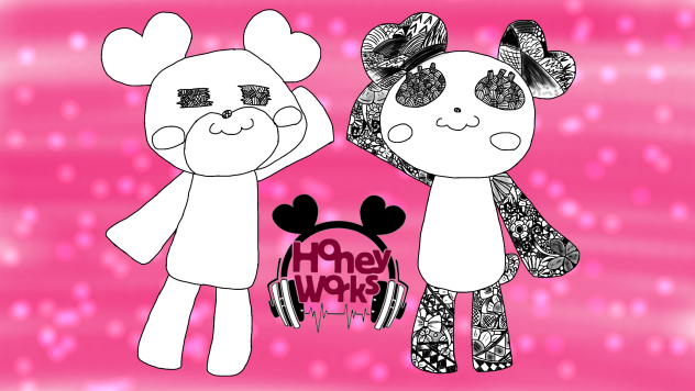 パンダとシロクマに細かい色塗り