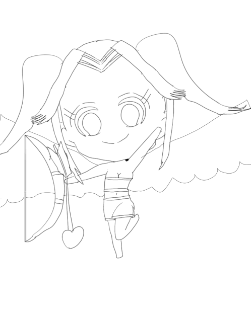 天使　線画