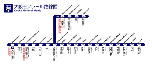 大阪モノレール路線図(2033年10月1日時点)