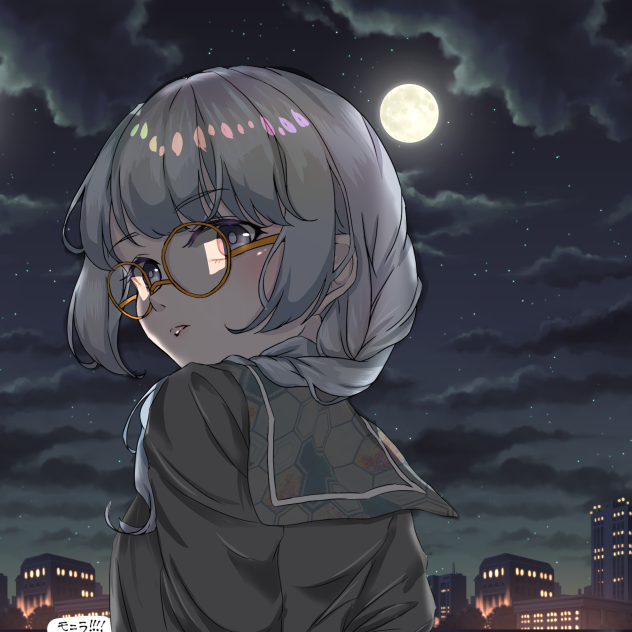 塗り絵 三つ編みメガネ