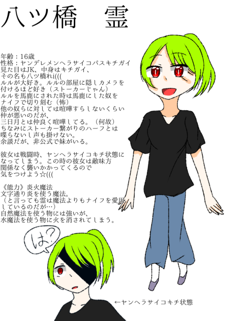 八ツ橋霊　キャラ設定