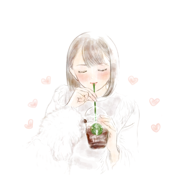 愛犬とスタバな女の子。