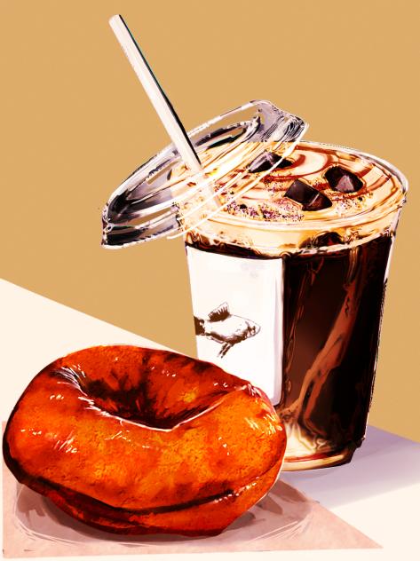 チョコドリンク&ドーナツ