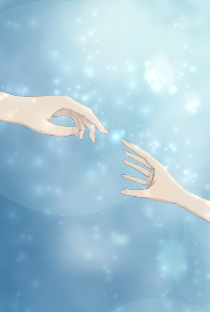 hands reaching out (in snow)