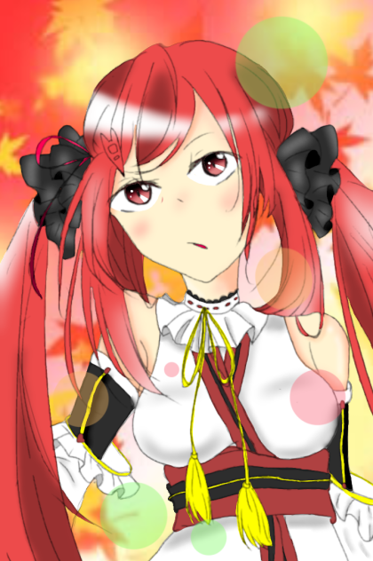 オリキャラ　忍者っぽい女の子　塗らせていただきました