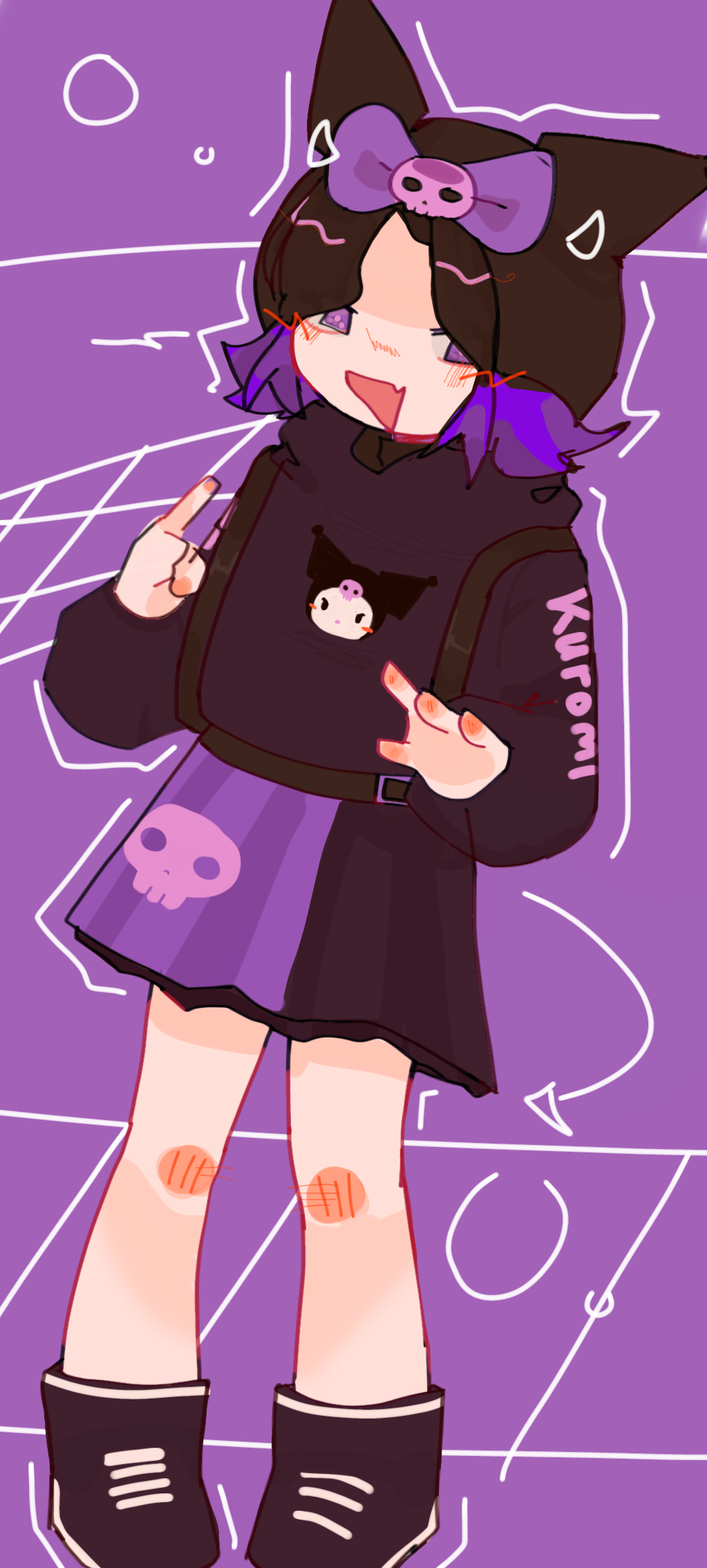 KUROMI♡様✩専用 QOOZA×Kuromi×東京13零式 / クロミトリプルコラボ ZIP HOODIE