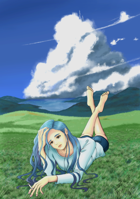 適当背景に人物入れてみた