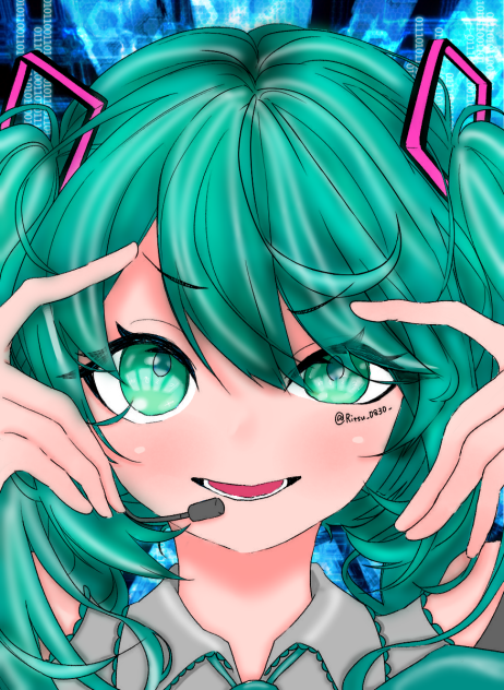ミクちゃんのフリー線画塗ってみた！