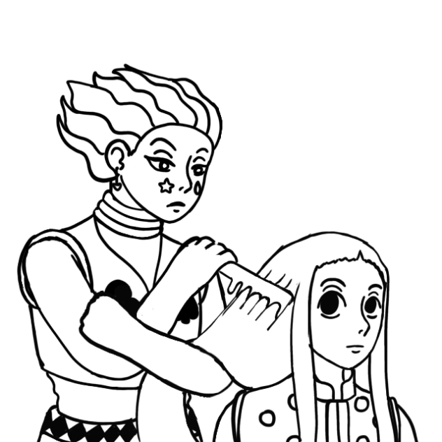 Hisoka combs Illumi’s hair