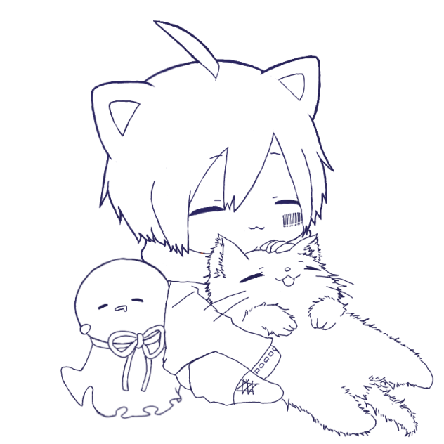 まふまふとまふてるといろはちゃん 線画 Ibispaint