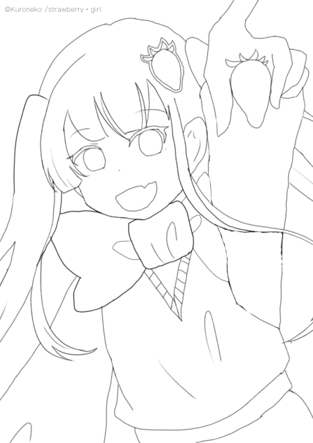 線画　「Strawberry・girl」