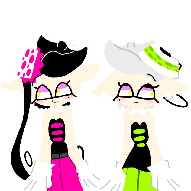 squid sisters in lineless art style