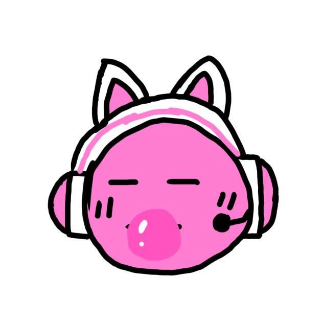 風船ガムを膨らませるpinkcat（オリキャラ）のアニメ！