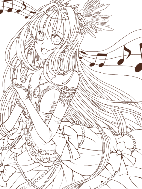【線画】歌姫