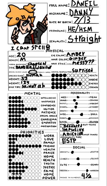 Danny character sheet