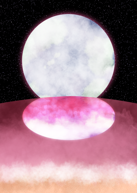 背景 宇宙と海(赤)