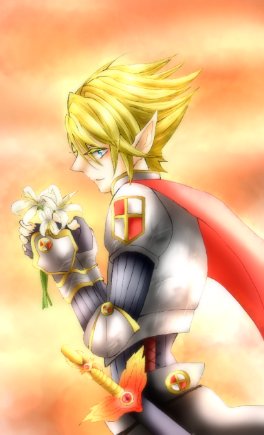 【線画】花愛でる勇者【拝借】