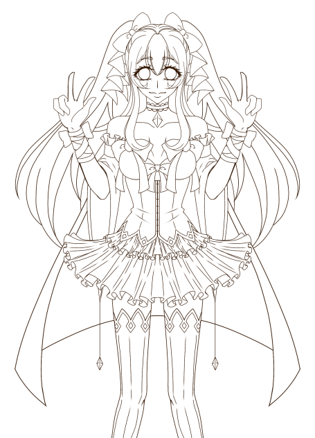 線画「魔法少女」