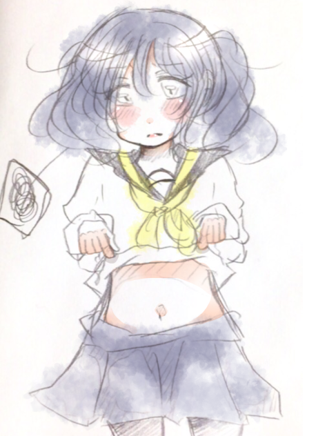 腹チラ