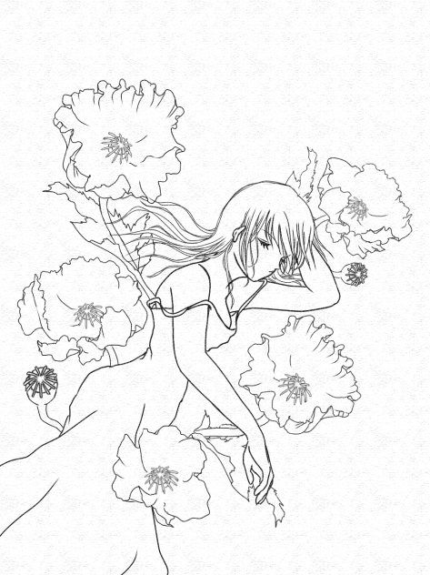 ポピー　　なぐさめ　線画