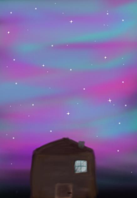 a nice view of the northern lights - ibisPaint