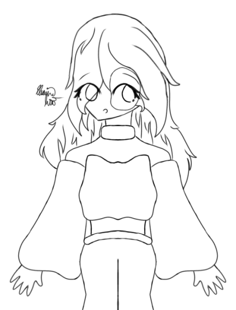 Pretty Girl with Long Sleeves Lineart