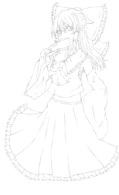 霊夢ちゃん線画塗ってください