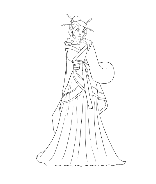 Asian Beauty Coloring Page