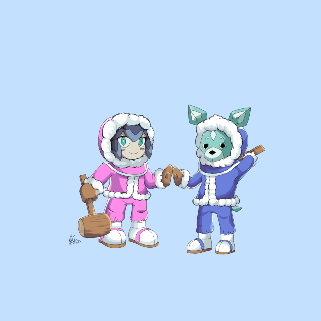 Frostina and Pupsicle as Ice Climbers