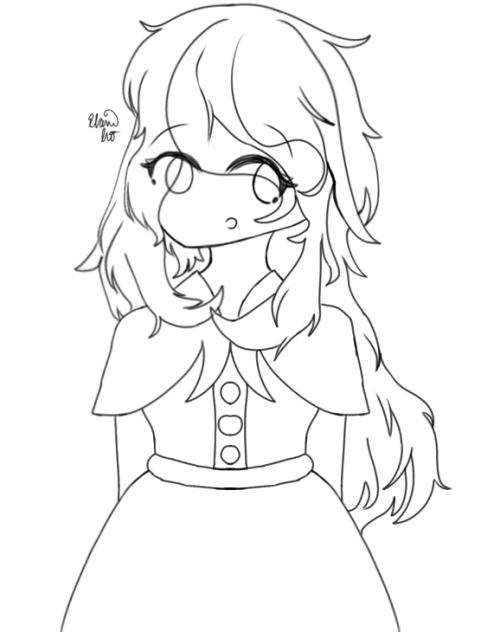 Girl with Cloth on her shoulders Lineart