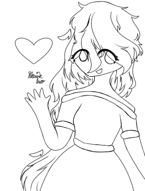 A Girl Saying Hello Lineart