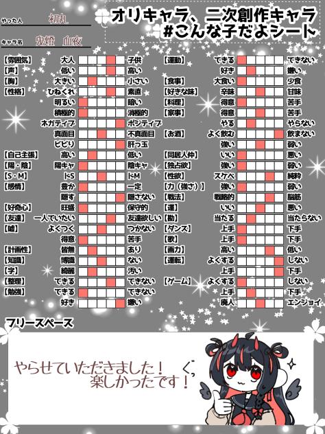 #こんな子だよシート