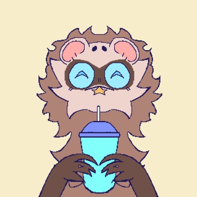 Happy lil ferret guy drinking soda