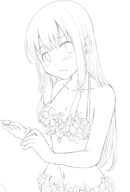【線画】お花水着