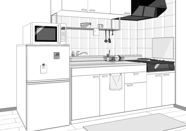 アパートのキッチン